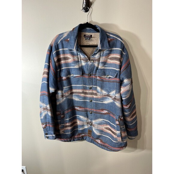 Ariat Ladies Chimayo Blue Aztec Print Shirt Jacket Women's Size XL - Picture 1 of 15